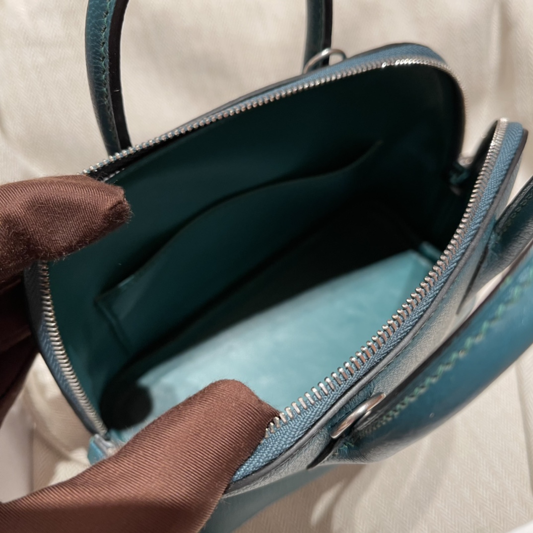 에르메스 미니 볼리드18 블루드프루스 은장 염소가죽